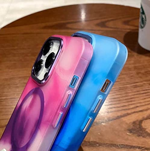 Coque silicone iPhone 14 Pro Max magnétique arc-en-ciel dégradé