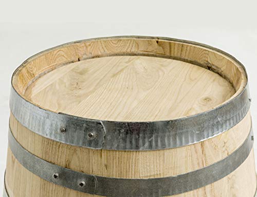 Weinfass-Stehtisch aus Kastanienholz mit Glasplatte 79 cm Höhe