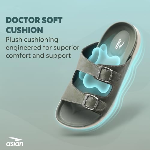 Image of ASIAN Medisol-03 Men's Orthopedic Comfort Slippers | Soft Cushion Footbed, Dual Adjustable Buckle Straps, Lightweight Anti-Skid Sole, Stylish Sandals