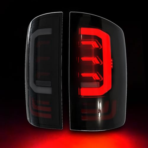 Daikokuya Sequential Full Led Tail Lights for 2003 2004 2005 2006 Dodge RAM 1500 2500 3500 2002 RAM 1500 Starting Animated Tail Light AssemblyBrake Dynamic Turn Signal Reverse LightSmoked
