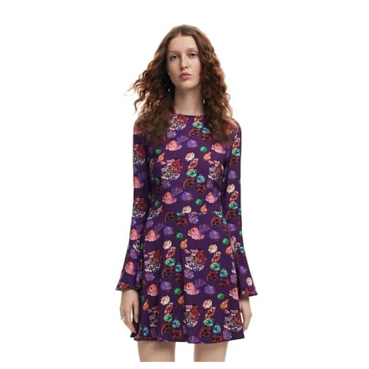 Desigual Robe tissée à Manches Longues pour Femme, Rouge