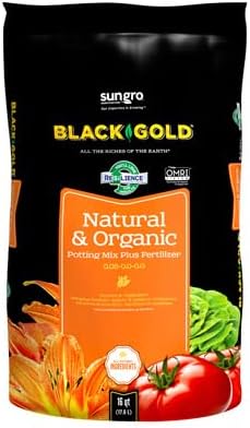 Black Gold Potting Mix - Natural & Organic, Indoor Use, Bulk Potting Soil - 16 Qt - Organic Material