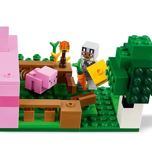 LEGO Minecraft Das Babyschwein-Haus - Interaktives Spielzeug mit Einer Helden Figur, Schwein, Biene, Zombie Piglin - Kinder Gaming Geschenk für Mädchen und Jungen ab 7 Jahren - 21268