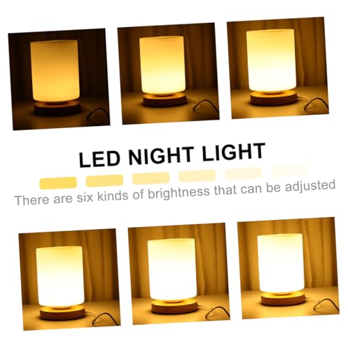 Lámpara de Mesa de Noche de Madera con Luz LED Táctil miniatura 7