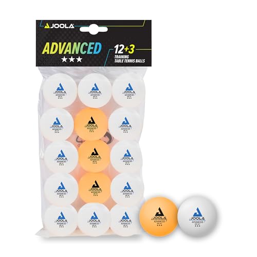 JOOLA 44206 - Pelotas de Tenis de Mesa (3 Estrellas, 40 mm de diámetro, 15 Unidades), Color Blanco y Naranja