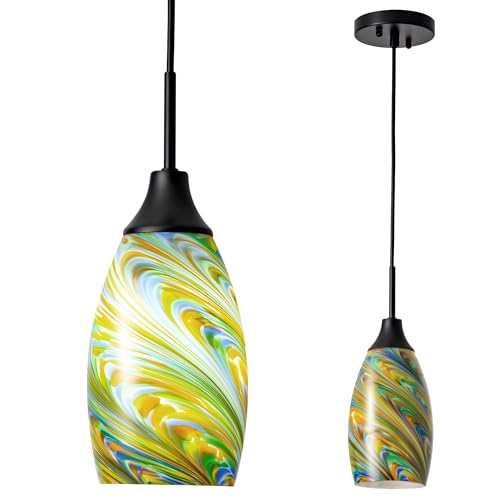 Image of Viinew Mini Glass Pendant Light 4.72 inch Colorful Oval Pendant Lights