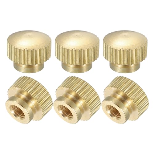 QUARKZMAN Dadi a Farfalla Scanalati, 6pz M4 x D10mm x H8mm Foro Cieco Ottone a Testa Alta con Colletto a Testa Alta Foro Cieco Elementi Fissaggio Pomelli Rotondi per Parti Stampanti 3D