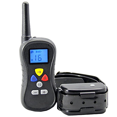 300 Meters Rechargeable and Waterproof Vibration Remote Electric Shock Anti-bark Pet Dog Training Collar with LCD Display(Black)