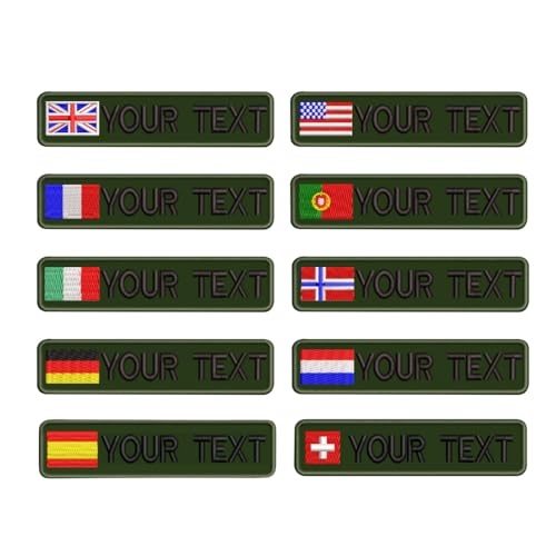 Parche de Nombre de Bordado Militar Táctico Personalizado de 2 piezas, Parche de Etiqueta de Número de Bandera Hispana de España Personalizado para Múltiples Bolsas de Ropa Chaquetas de Chaleco