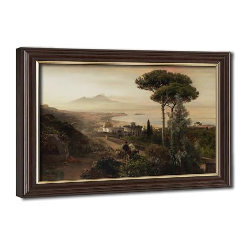 Toile Naples et Vésuve effet peinture à l'huile décoration murale chic