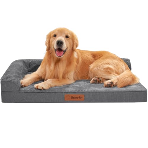 Image of Rainmr Dog Beds for Small Dogs - Washable Pet Bed for Puppy and Kitten with Slip-Resistant & Waterproof Cover, 36x27 Inches, Dark Grey