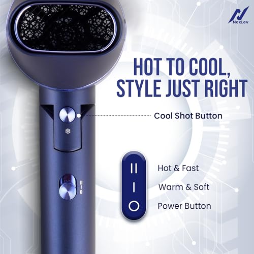Image of Nexlev Just Style Pro Hair Dryer |2100 W for Quick & Easy Blowdry | Double Heat Protection Technology | 3 Heat Settings & Cool Shot Function For Salon-Like Styling at Home (HD-01)