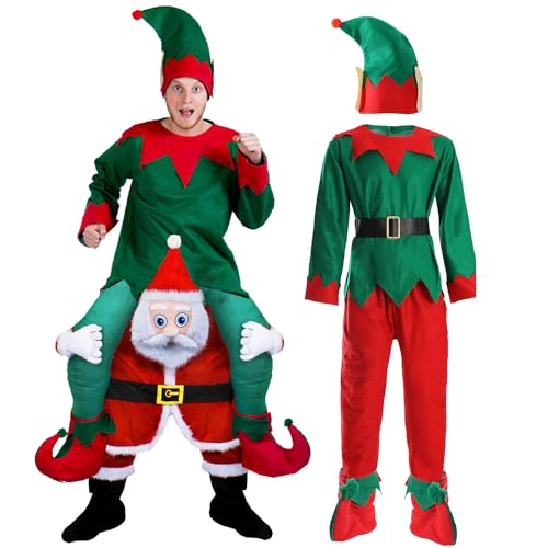 Santa Christmas Costume - Medium - Father Christmas Pick Me Up Costume With Elf Costume - Father Christmas Fancy Dress Santas Little Helper Novelty Fancy Dress Santa Christmas Costume - Medium - Father Christmas Pick Me Up Costume With Elf Costume - Father Christmas Fancy Dress Santas Little Helper Novelty Fancy Dress