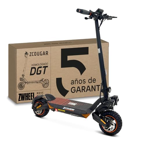 ZWHEEL ZCOUGAR | Patinete Eléctrico Adultos Homologado DGT - 600W-1200W MAX, 35km Autonomía, Suspensión Mejorada Duo Shock, IP54, Frenos Regeneradores AER - Ruedas 10' Offroad Todoterreno
