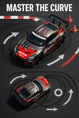 Image of RC Drift Car, 1:24 Scale Remote Control Vehicle with LED Lights, 2.4GHz 20KM /H 4WD High Speed RC Cars, Drifting Tires＆ Batteries, Racing Sports Toy Idea Gift for Adults Boys Girls and Kids (DarkX)