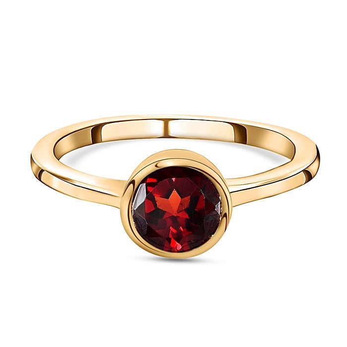 Image of 925 Sterling Silver 18K Gold Plated Birthstone 2 Ct Solitaire Natural Gemstone Ring for Women | Fine Jewelry Gift for Wife, Girlfriend, Sister, Birthday, Anniversary, Rakhi, Rakshabandhan, Valentine's
