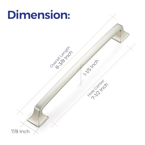 Image of Ravinte Brushed Nickel Cabinet Handles Arch Pulls 7-1 /2 Inch 20 Pack | Square Foot Arch Pulls, Solid Zinc Alloy, Easy Install, Modern Design, Screws Provided, for Drawers & Cupboards