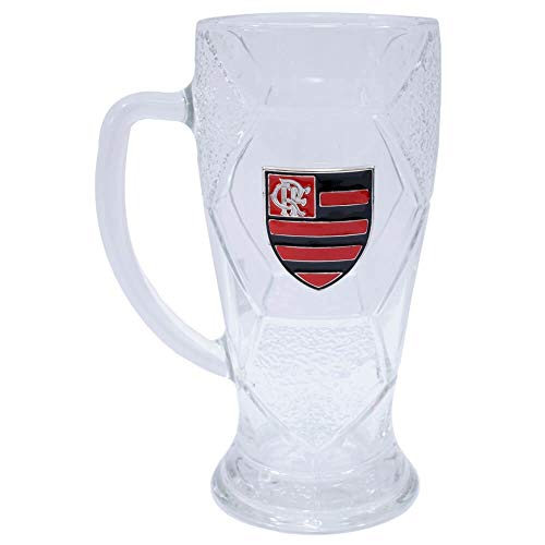 Kit torcedor do Flamengo com 2 peças - Caneca Vidro 630ml com Brasão + Chaveiro Metal Gira