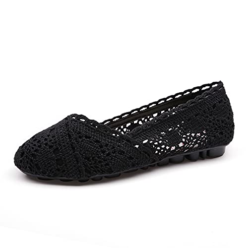 Women's Flat Shoes, Round Toe Sweet Classic Lace Cloth Shoes, Soft and Comfortable Mesh Flat Shoes.