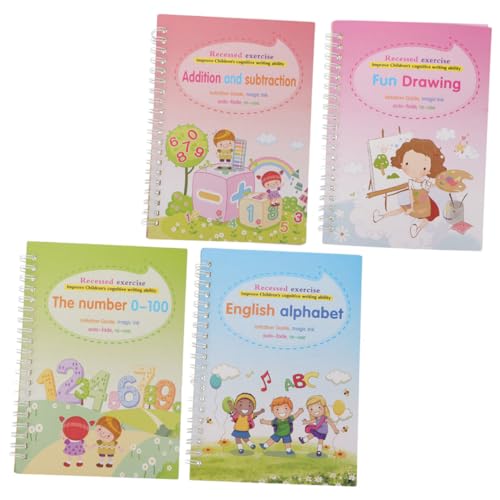 Tofficu 4個 なし 擦り 投稿 幼稚園 書道 初心者 向け 未就学児 ワークブッ