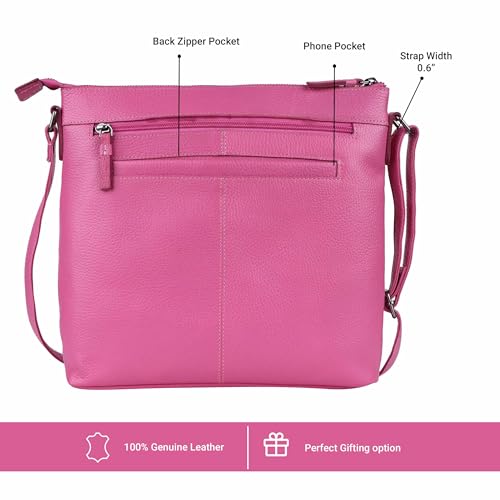 Image of LEDERBUCK Olga Women's Extra-Large Genuine Leather Crossbody Purse - Soft Triple-Zip Shoulder Bag