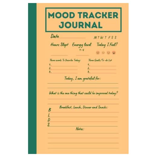 Mood Tracker Journal: Daily Mental Health and Wellbeing Logbook to Help Track Mood, Sleep, Feeling, Goals, Energy and Food Intake