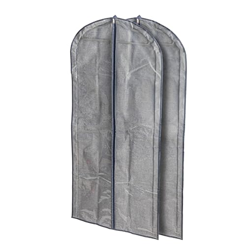 Household Essentials Hanging Zippered Garment Storage Bag with Clear Vision Front, Set of 2, Denim