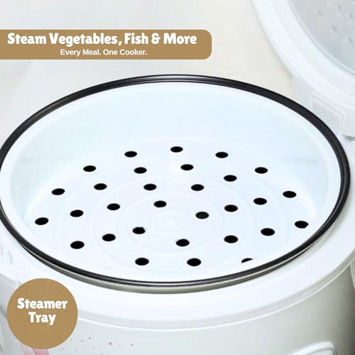 Delight Electric Rice Cooker and Steamer, White, 1.8L Capacity, 700W, with Non-Stick Bowl, Automatic Cooking, Warmer Function, Measuring Cup, Spatula - Image 6