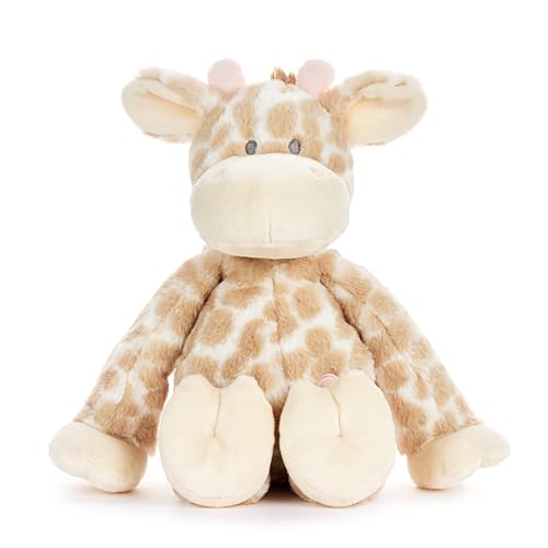 Image of DEMDACO Luxurious Baby 9.5 x 10.5 Inch Polyester, Ultra Soft Plush, Cuddly, Toy, Stuffed Animal, Brown and Pink, Giraffe