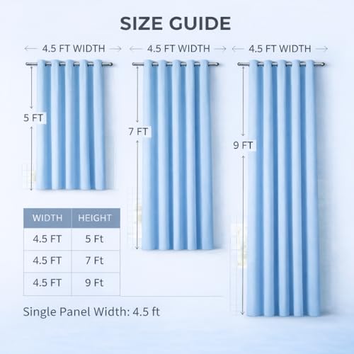 Image of Blackout Curtains for Bedroom Pack of 2 - Blue 8 Feet Long, 4.5 Ft Wide, Thermal Insulated Room Darkening Curtains, Light Blocking, Noise Reducing & Energy Saving Drapes (8 x 4.5 Ft)