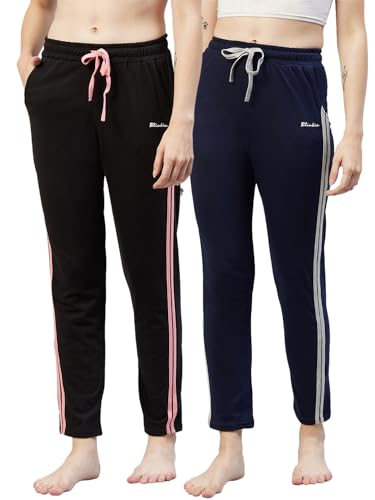 Image of BLINKIN Women Cotton Stribed Casual Style Pyjamas|Lowers With 2 Side Pockets : Ideal For Night Wear & Comfort Wear - The Ultimate Relaxed Fit Track Pants (Combo-608)