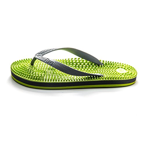Revs Acupressure & Reflexology Massage Flip Flops in Green & Grey for Men & Women. Wear for Better Health, Pain Relief, Recovery. Vegan - Thumbnail 7