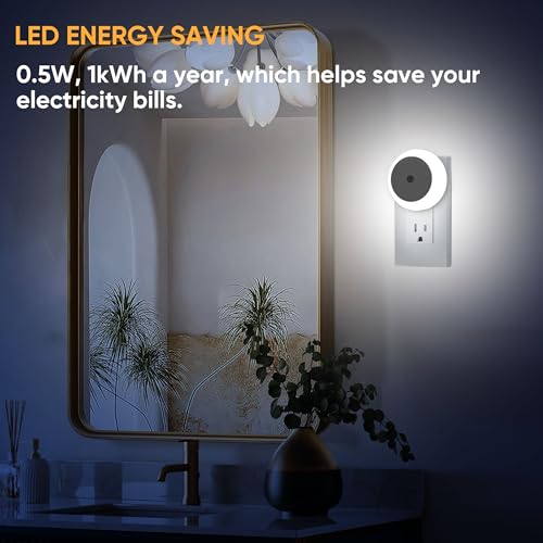 Image of LED Night Light, Night Lights Plug into Wall 4-Pack, Auto Dusk to Dawn Sensor Night Lamp Night Light for Bedroom, Bathroom, Hallway Stairs Cool White