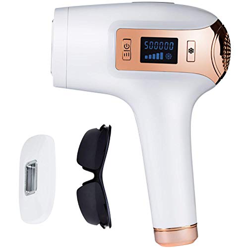 Uaike Permanent Hair Removal Device For Women And Men - Upgrade ICE COOLING Care Function - Painless Facial Body Hair Remover System - 500,000 Flashes On Face, Legs, Bikini