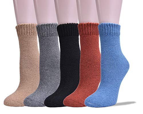 HapiLeap Wol Sokken Vrouwen Super Dikke Zware Thermische Leuke Warme Winter Sokken Voor Koud Weer 6 Paar (Stijl E)