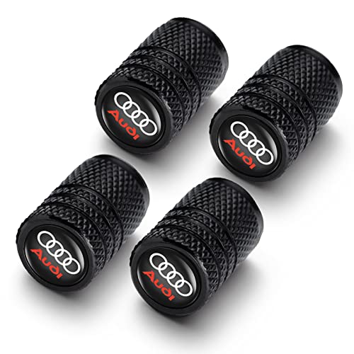 BFIVEANTE Tire Valve Stem Caps for Audi A3 A4 A5 A6 A7 A8 Q3 Q4 Q5 Q6 Q7 Q8 Metal Car Wheel Air caps Auto Valve Stem Caps Accessories 4 Pcs Black