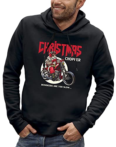 Sweat à capuche Christmas Chopper cadeau original homme Noël et motard