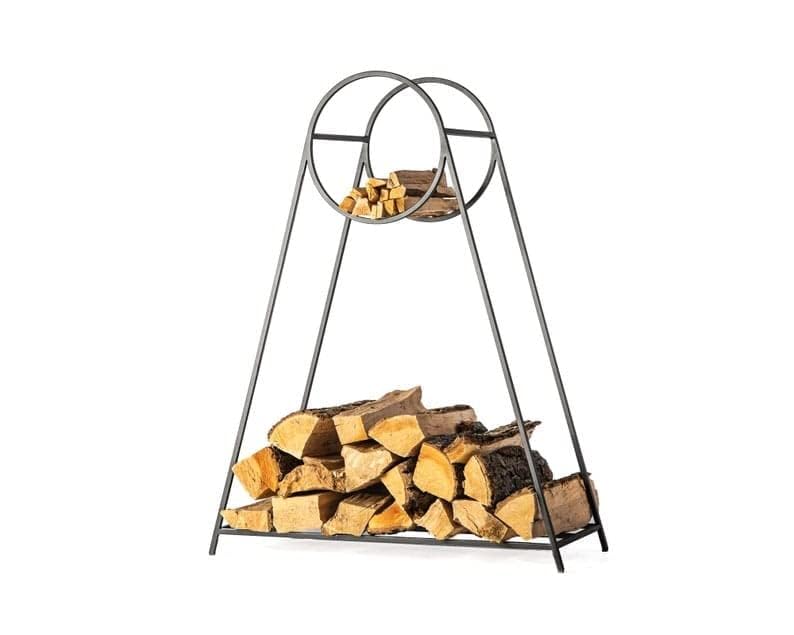 Stand Wallah Log Holder Firewood Storage Rack for Indoor Outdoor Use, Black Iron Firewood Holder with Round Kindling Storage Section, Modern Fireplace Wood Stand, 89 x 69 x 27 cm-image-43
