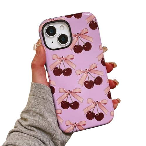 Coque iPhone 15 TPU souple durable motif mignon cerise pour femme
