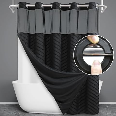 WONICY No Hook Shower Curtain Set with Liner Cover
