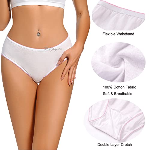 Women’s 100% Cotton Disposable Underwear Mid waist Panties for Travel Hospital Stays Underpants White(10pack)2
