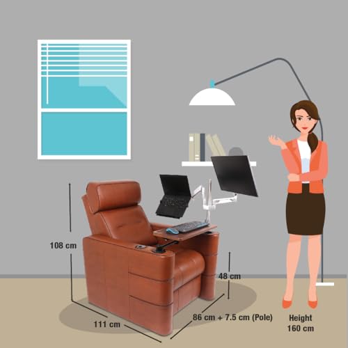 Image of Recliners India Work from Home Recliner - Wireless Charging - Adjustable Reclining - Adjustable Neck Support - Tiltable Double Swivel Table - Backlit Cup Holder - Laptop Tray - Zuum Executive