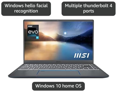 Image of MSI Prestige 14 Evo Professional Laptop: 14 inch FHD Ultra-Thin Bezel Display, Intel Core i5-1135G7, Intel Iris Xe, 16GB RAM, 512GB NVMe SSD, Thunderbolt 4, Win10 Home, Intel Evo, Carbon Gray (A11M-628)