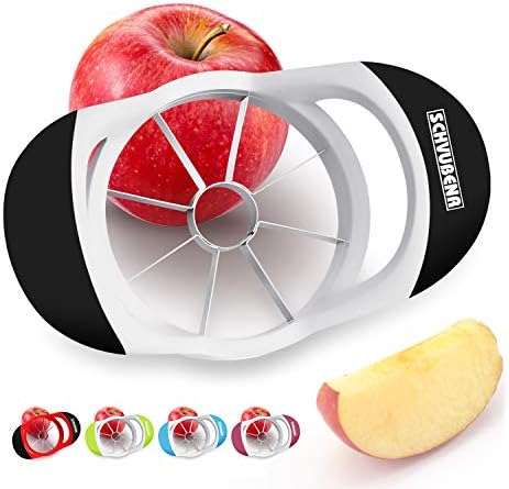 SCHVUBENR 3.5 Inch Apple Slicer - Professional Apple Cutter - Stainless Steel Apple Corer - Super Sharp Apple Slicer and Corer - Apple Corer Tool with 8 Sharp Blades(Black)