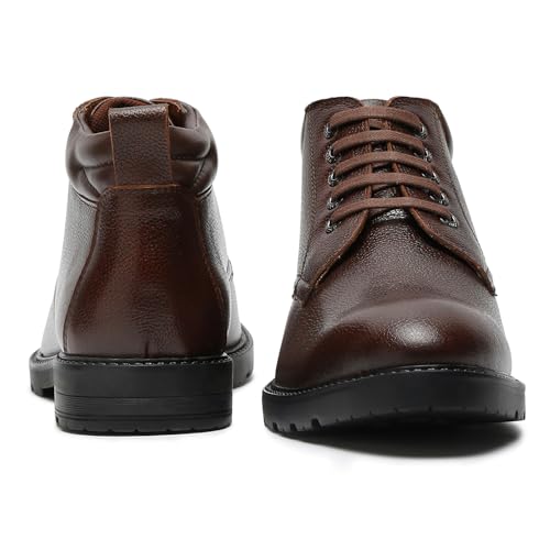 Image of LOUIS STITCH Chukka Boot for Men | High Ankle Italian Leather Boot | Handcrafted | Hiking and Biking Shoes | Brogue Style Lace-up Boot | Mens Formal Boot |Black |(BT-WBNDCKBGJB)