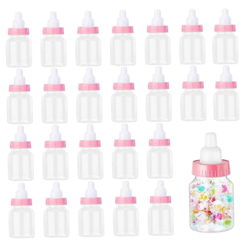 Mini biberones, 24 unidades, caja de plástico transparente rellenable para caramelos, biberones de plástico para niños y niñas, decoración para fiestas de bautizo, regalo, biberones de plástico, biber