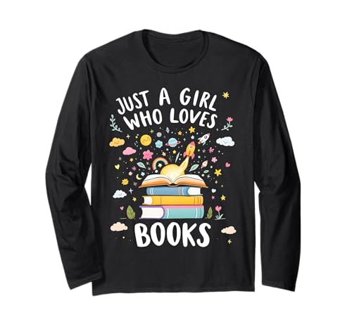Adorabile Just a Girl Who Loves Books Cute Bookworm Maglia a Manica