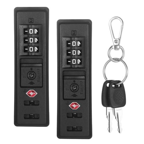 2 PCS TSA Certified Embedded T-S-A 007 Zipper Luggage Locks, Suitable for PC, ABS, PP Rigid Zipper Luggage Case Password Lock Replacement, with 2PCS Spare T-S-A 007 Key