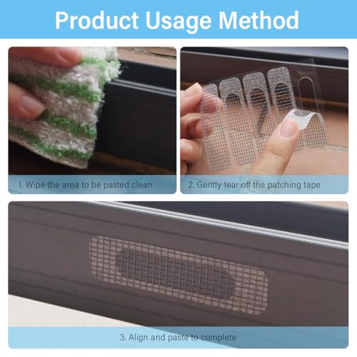 FOMGIIN 100 Stück Fliegennetz Reparaturset, Moskitonetz Fliegengitter Insektennetz Reparatur netz, Klettverschluss selbstklebender FensterMoskitonetz reparaturbandInsektenschutz selbstklebend, Grau