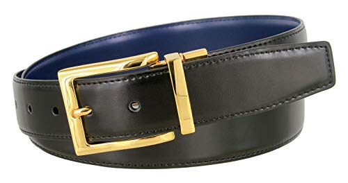 Men's Belt Genuine Leather Reversible Belt Rotated Buckle 1-3/8" wide Dress Casual Belt2